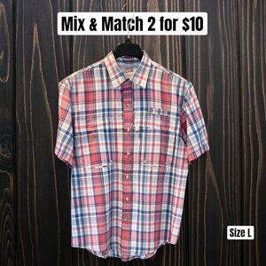 IZOD Men's Surf Caster Cooling Sports Fishing Short Sleeve Button Down Shirt